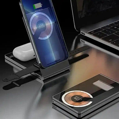JEDI Desktop Phone Stand Holder T05 Transparent 3 in 1 Wireless Charger Magnetic Foldable Charging Station