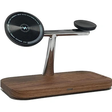 Wooden Qi Fast With Up Station 3 IN 1  Wireless Charger  Stand Wood