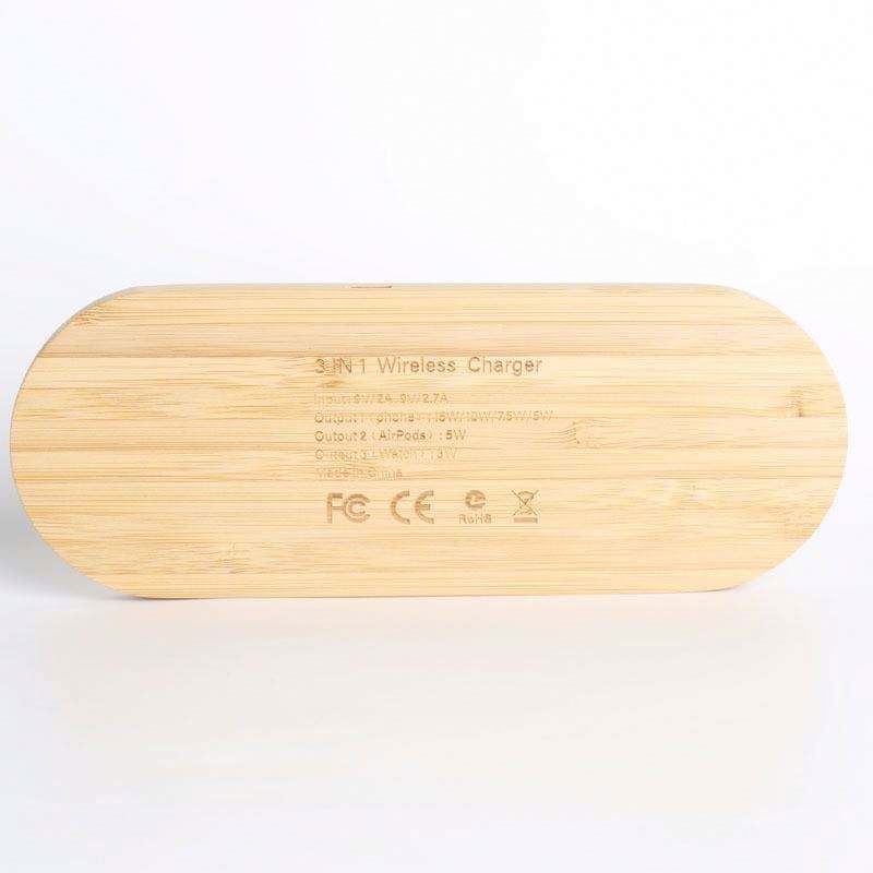 2024 high quality wireless charger 3 In 1 Wireless Charger Pad Wood