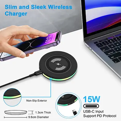 2024 15W Fast Charging Wireless Charger Pad Phone Charging Station for multifunction multifunction wireless charger