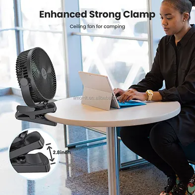 Ultra-Quiet Multifunctional 8Inch 10000Mah Rechargeable Battery Air Cooling Portable Mini Wall Mount Desk Table 3 In 1 Clip Fans