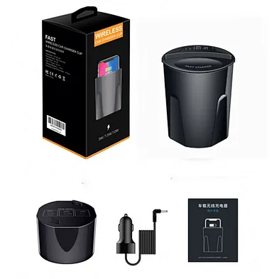 2022 hot selling product 10W car charger cup holder CA0010 7.5W mobile phone wireless charger with USB C-Port car charger cup