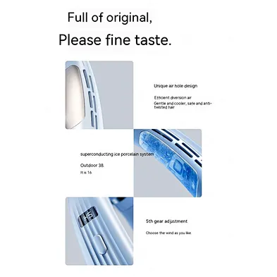 Factory OEM Rechargeable Mini USB Semiconductor Refrigeration Neck Fan, Mini Bladeless Hanging Neck Cooling Fan