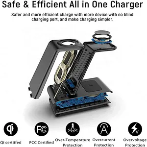 High Quality 18W 3 In 1 Wireless Charger Stand Dock Qi Fast Charging Station Wireless Charging Station