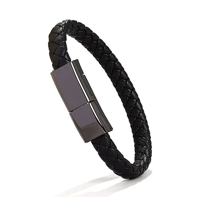 Type-C Chain Pu Braided Leather 22.5Cm Three Port Charging Data Cable