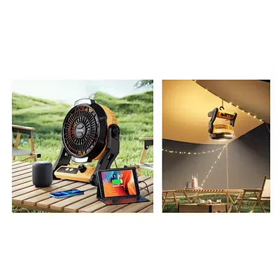 2024 Portable Led Camping Lantern Fan Factory Hot Sale 18 Leds Tent Lighting Combo Flashlight Ceiling Fan 2 in 1 Fan Light