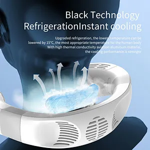 Portable Wearable Lazy Hanging Neck Fan Air Cooling USB Rechargeable 4400mah Leafless Refrigeration Sport Hands-Free Fan