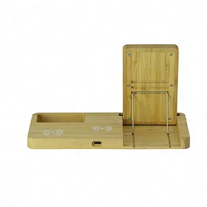 2024 Phone And Watch 3-In-1  Wireless Compatible Magnetic Wood Charger Stand