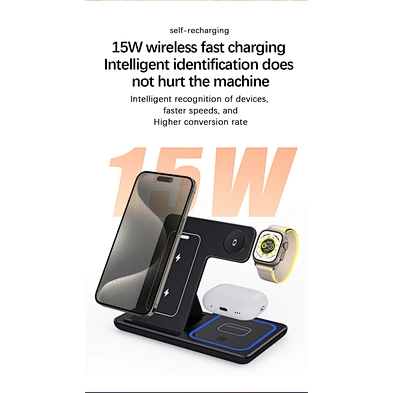 Trending wireless charger Charging 3 In 1 Foldable Magnetic Wireless Charger For Phone Watch Earphones