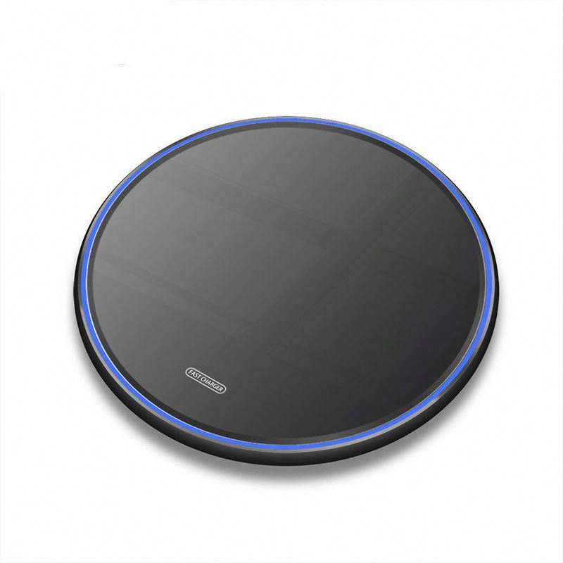 JEDI Portable Universal LED 15W Fast Wireless Charging QI Quick Charge Round Glass surface Wireless Charger