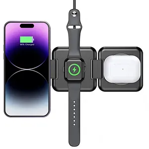 Thin Slim Mini Magnetic Wireless Charger Power 3 in 1 Foldable Wireless Charger For Phone