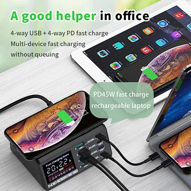 JEDI 110w 8 Ports Laptop Charge QC3.0 PD Multi Usb Wireless Charger Electric Charging Station With Multiport