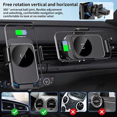Hot Sales Magnet Ch Holder Magnetic Car Phone Holder Wireless Charger Automatic clamping car wireless charger