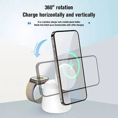 2024 NEW multifunction 15W Fast Charging 3 In 1 Foldable Magnetic Wireless Charger Cube