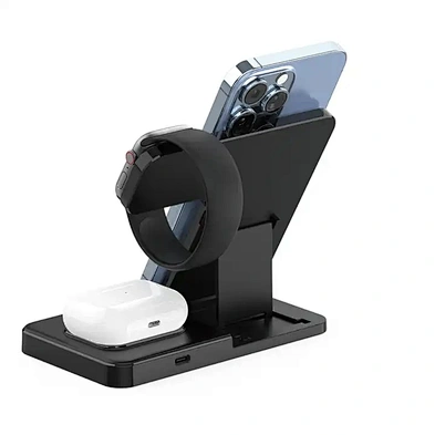 JEDI 15W 3 in 1 Foldable 15W Folding Charging Stand 2023 Universal Portable Fast Qi Wireless Phone Charger