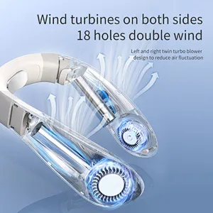 Portable Wearable Lazy Hanging Neck Fan Air Cooling USB Rechargeable 4400mah Leafless Refrigeration Sport Hands-Free Fan