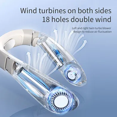 Portable Wearable Lazy Hanging Neck Fan Air Cooling USB Rechargeable 4400mah Leafless Refrigeration Sport Hands-Free Fan