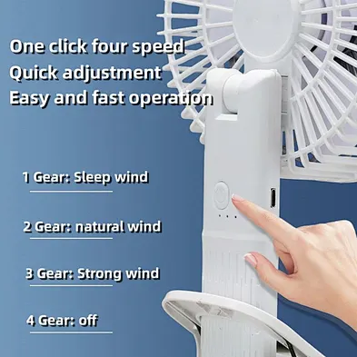 2024 Portable Handheld Fan 3 gear Adjustable Mini Electric Fan With Clip USB Rechargeable For School Silent Desk Clip Fan