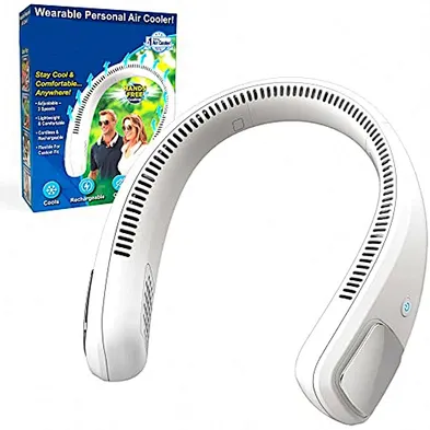 Personal Summer Portable Wearable Charging Design With Three Speed Neck Fan Air Cooler Hands-Free Wearable Design