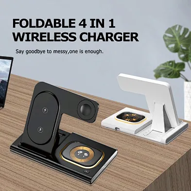 JEDI Portable Charging Stand 15W Fast Universal Multi-Function A80 Qi 4-In-1 Table 3 In 1 Foldable Wireless Charger