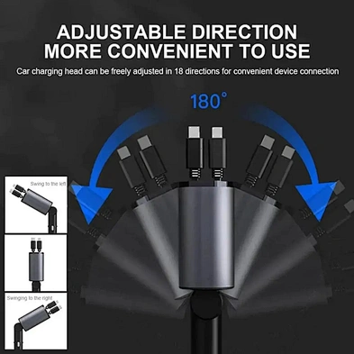 4 IN 1 Retractable Car Charger USB Type C Cable  Fast Charge Cord Cigarette Lighter Adapter for iphone samsung phone