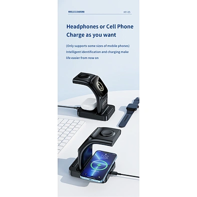 Portable Charging Stand Vertical 4 In 1 Magnetic Wireless Phone Charger With Alarm Clock