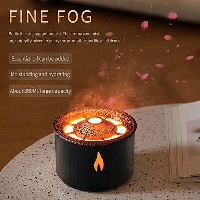 Diffuser Flame Aroma Air Volcano Led Night Ultrasonic 360Ml Humidificateur Diffusers  Best Selling Oil Mist Humidifier