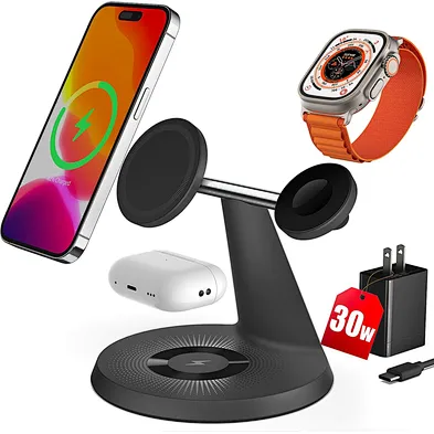 Fast 3 In 1 Hot Selling Multifunction Desktop Magnetic Phone Stand Charging Wireless Charger