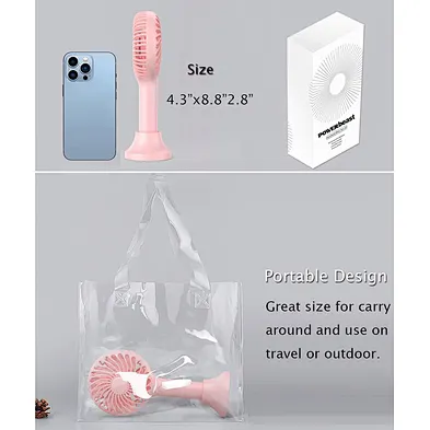 Handheld Fan, Portable Hand Fan with USB Rechargeable Battery, Base Travel Small  Personal Desk Desk Fan for Women Kids