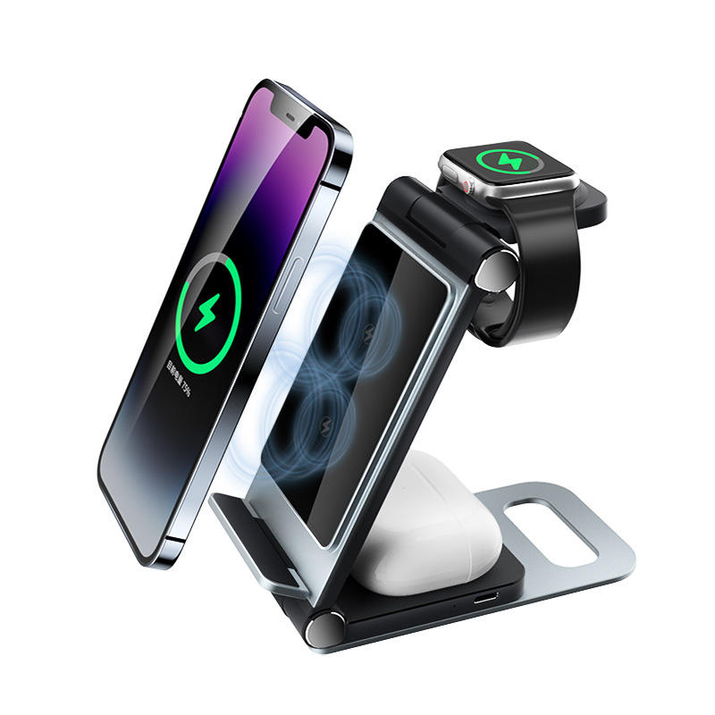 3 In 1 Foldable T8 Aluminum Alloy Stand Fast Wireless Charger