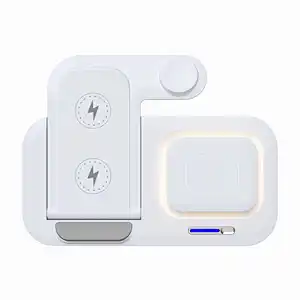 Foldable 15W Magnetic Portable 3 In 1 For Smart Watch Lamp With Led Light Fast Charging Wireless Charger