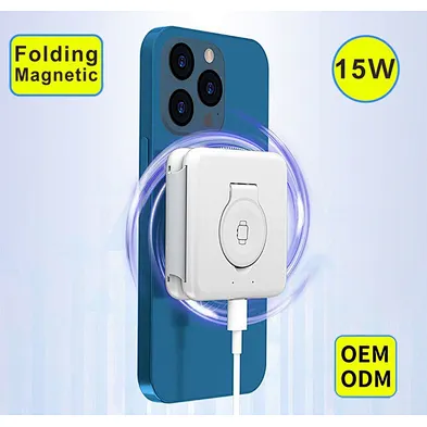 Desk Phone Chargeing Holder 15W Fast Charge 3in1 Portable 3 in 1 Wireless Charger Magnetic Foldable With Pocket Size
