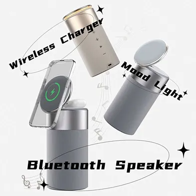 2024 hot sale 3 In 1  Best Multifunction Wireless Charger With Speaker  phone Shape