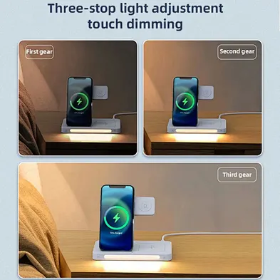 New Innovative Design Accesorios Celular Folding Night Light Phone Holder 3 in 1 Wireless Charger for Original phone Charger
