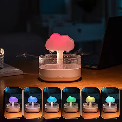 Essential Oil Diffuser Creative 7 Led Color Light Rain Cloud Aroma Water Drip 2023 New Products Mushroom Shape Air Humidifier