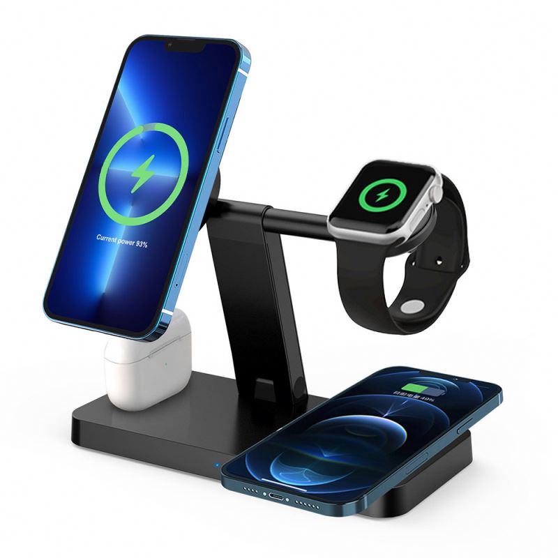 JEDI 15W Hot Selling  Magnetic Wireless Charger Multifunction  4 in 1  Fast Charging Station For Mobile Phone
