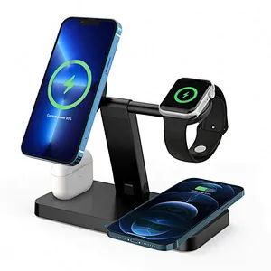JEDI 15W Hot Selling  Magnetic Wireless Charger Multifunction  4 in 1  Fast Charging Station For Mobile Phone