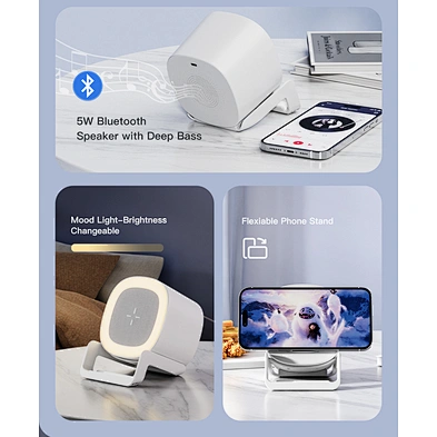 JEDI TRENDING product wireless charger With Speaker Lamp Phone And Wireless Charger