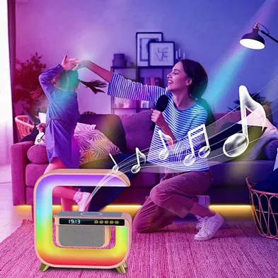 Hot Sale Led Table Speaker Colorful 5 In 1 Wireless Charger With Night Light multifunction wireless charger