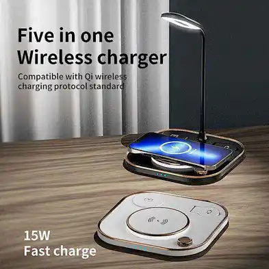 Desk With Universal Qi 10W 15W For phoneWireless Charger Lamp Desktop Charging Station