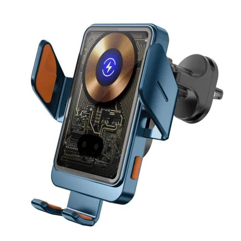 Magnetic  With Led For Transparent 15W Qi Magnetic Phone Holder Car Wireless Charger
