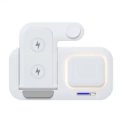 Foldable  Travel With Light White Color 4 In 1 Upgra  Wireless Charger