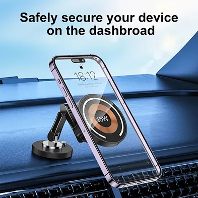 2024 hot sale Fast 15W For phone Complet Wireless Charger Folding Magnetic Car Phone Holder