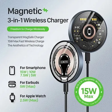 2024  transparent wireless charger Magnetic Smart Watch 2 In 1 Wireless Charger Foldable