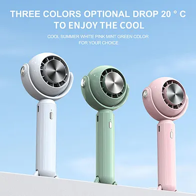 2024 SUMMER Hot Selling Hand-held Cold Compress Refrigeration Fan with Buckle Portable USB Rechargeable MINI CUTE FAN