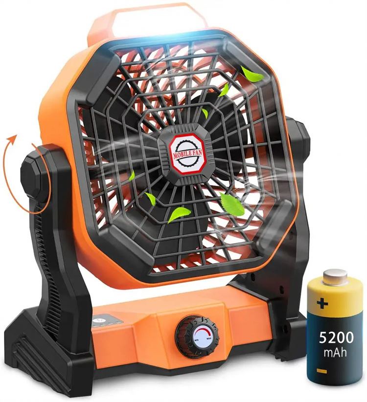New Design Eco-friendly Portable Camping Fan Led Light Fan 5200mah camping fan rechargeable with led lantern