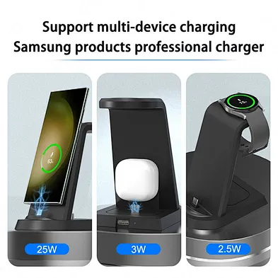 OEM 15W Portable Desktop Fast Charging Stand 3 in1 Charger Station Custom Logo 15w Wireless Charger Stand Phone
