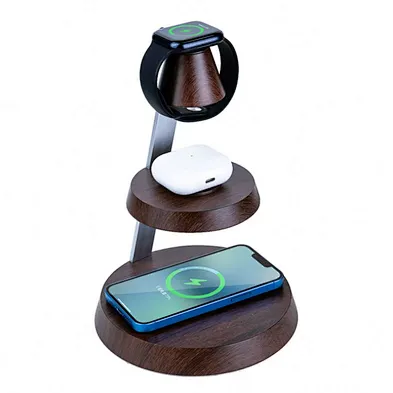 3 In 1 Led Light Multifunction Stand Up Fast Charging Beautiful Shape For Phone Magnetic Wireless Charger