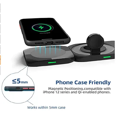 2024 new high quality wireless charger For 3 In 1 Magnetic 15W Max Fast Charging Wireless Charger Pad Stand with removable