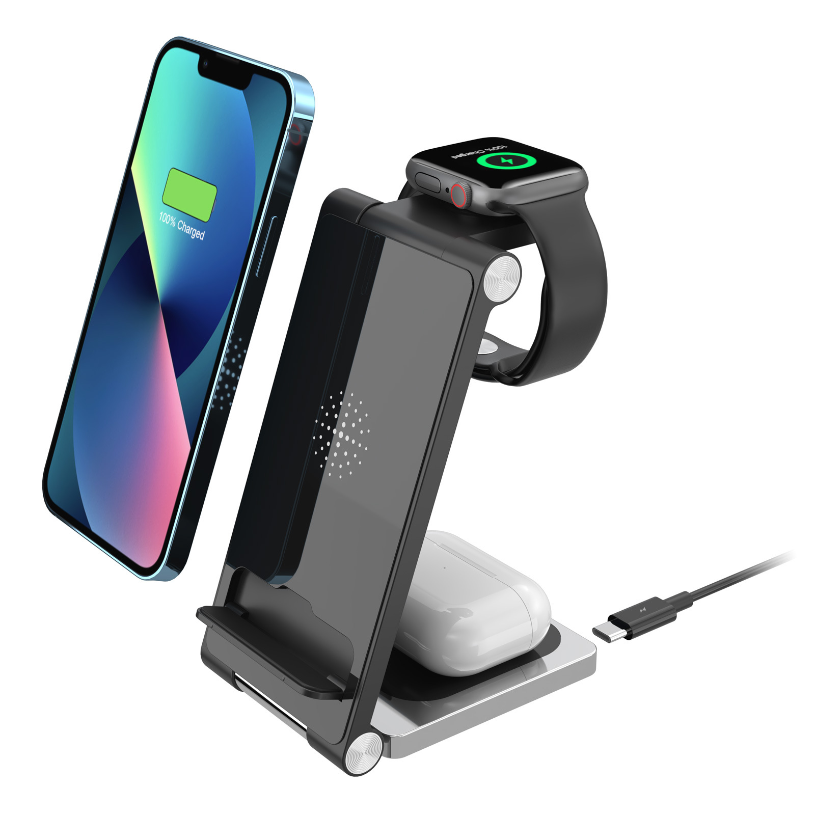 JEDI Folding Wireless Charger 15w Fold Fast Charging Stand Portable Foldable Wireless Charger Mobile Phone Travel 3 in 1 OEM 3W